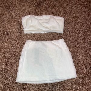 White fuzzy two piece set